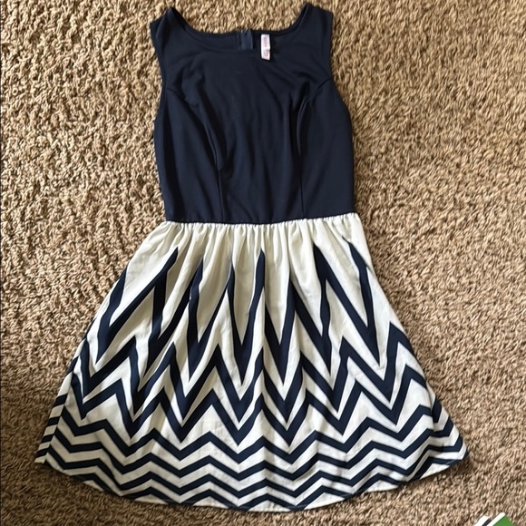 Xhilaration Blue Fit and Flare Mini Dress Sleeveless - Picture 2 of 8